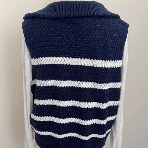 Sonoma Navy and White V-Neck Sweater Vest - Picture 4 of 6